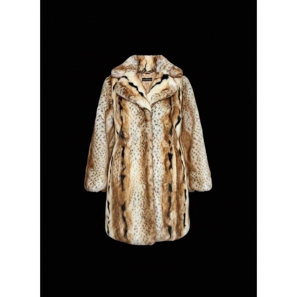 Y2K Pamela McCoy Faux Lynx Bobcat Fur Coat Vegan Sz 1X - 2X EUC! Glam Emo